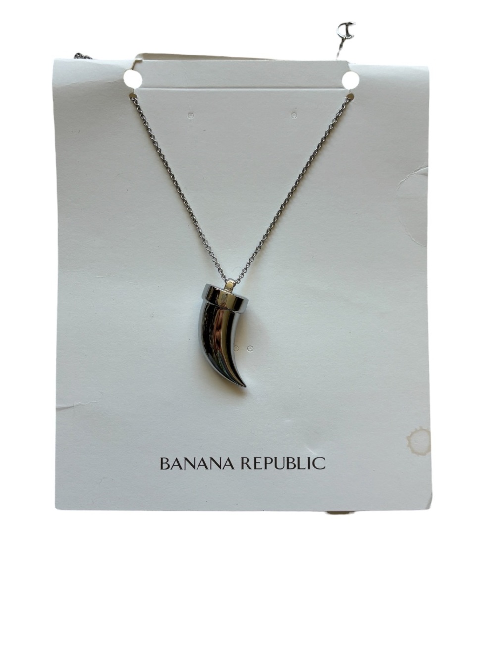 Banana Republic NWT Women's Silver Pendulum Horn Pendant Necklace NEW